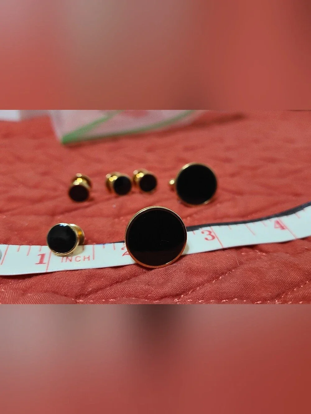 Gold-Tone Black Onyx Button and Cufflink Set